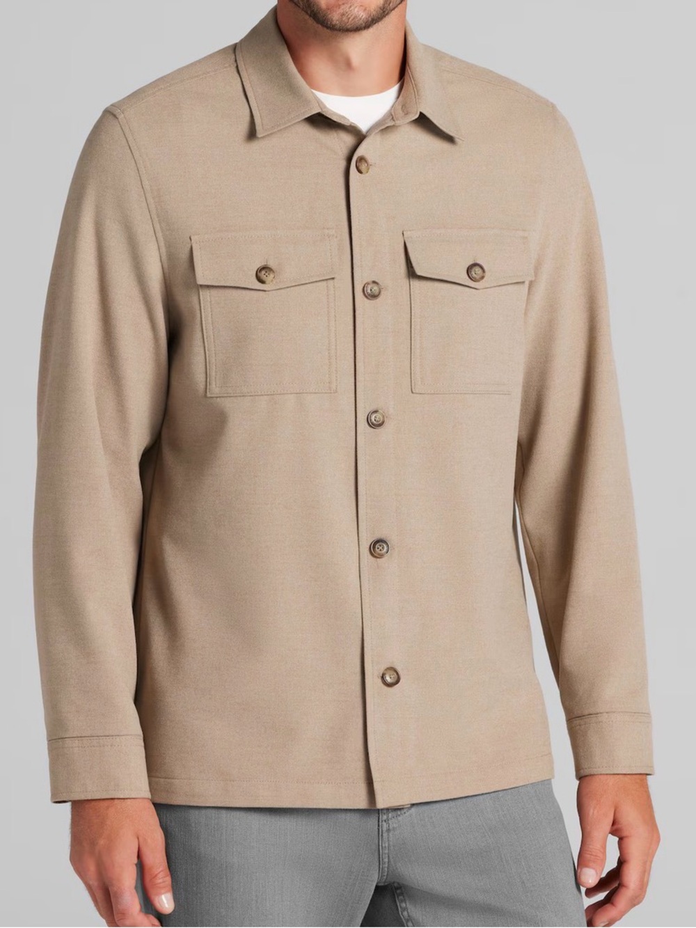 bp Men's Tan Button-Up Shirt Jacket